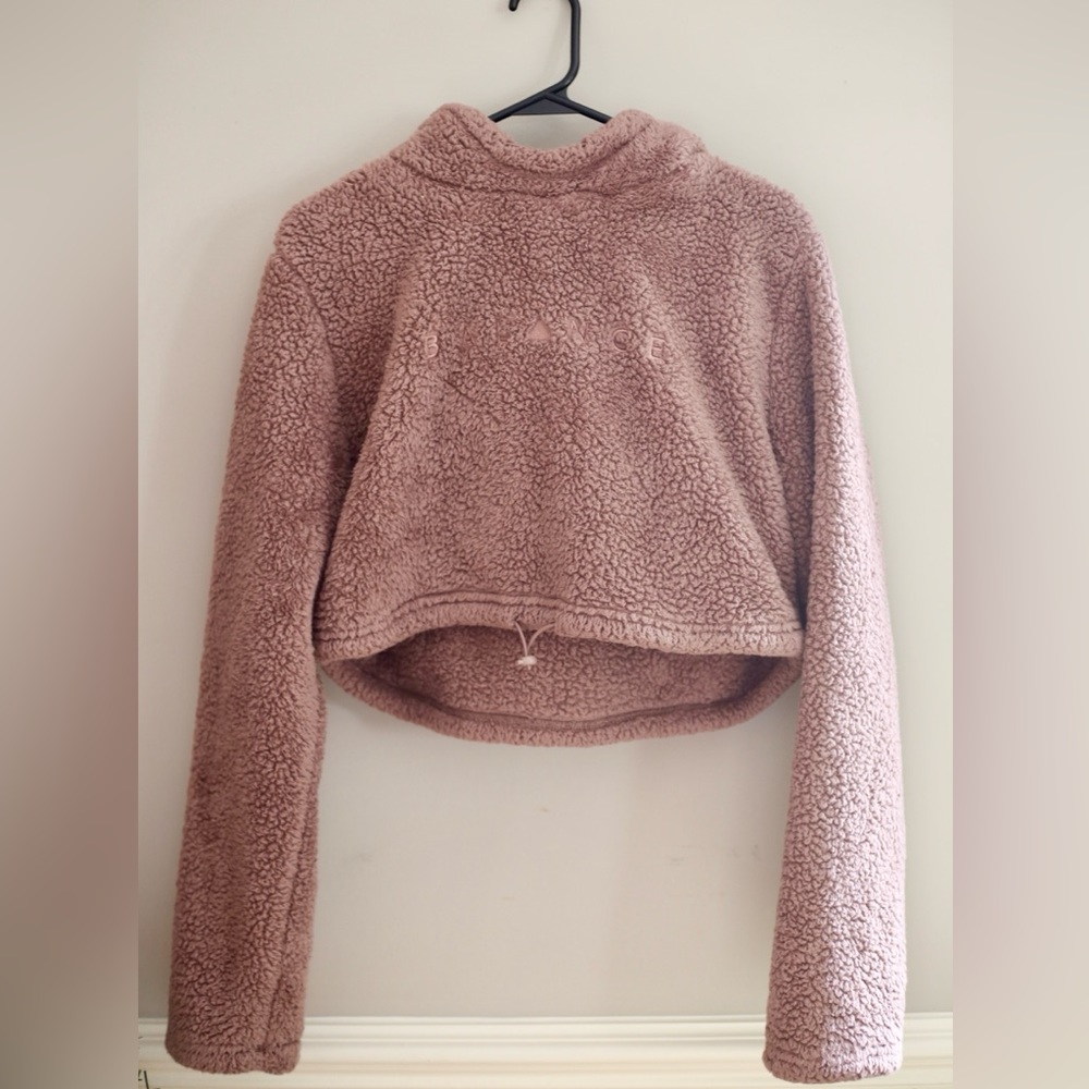 Balance Athletica Tan Womans Sherpa Crop Hoodie